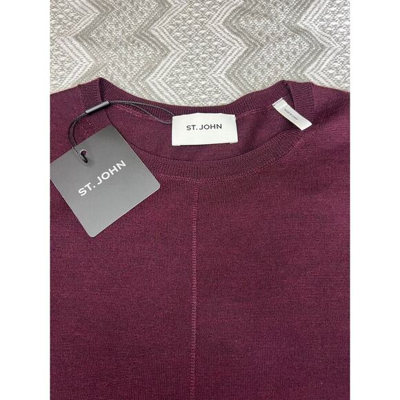 St. John Sleeveless Wool & Silk Sweater in Aubergine size S NWT Sophisticated - Picture 3 of 9